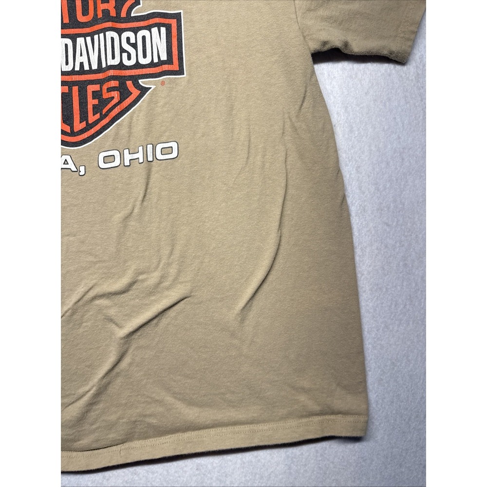 Vintage 1998 Harley Davidson Genoa Ohio T Shirt Hanes Beefy-T Tan Mens Large - Picture 6 of 16